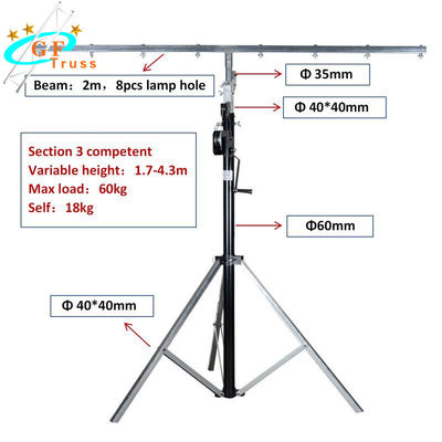 Chân máy chiếu sáng di động Truss Crank Stand 4.3m Chiều cao có thể điều chỉnh