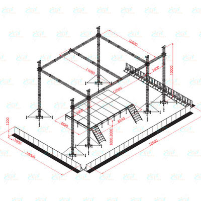Hệ thống kèo mái nhôm màu đen Hệ thống giàn Spigot Loại vít 290mm * 290mm