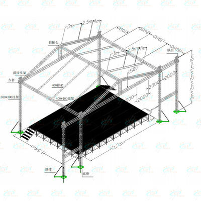 Giàn nhôm chiếu sáng 400mm * 400mm Hệ thống giàn giàn toàn cầu, giàn trung tâm chiếu sáng sân khấu Trung Quốc