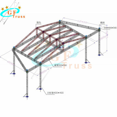 thiết kế phổ biến giàn nhôm ngoài trời với bản vẽ CAD