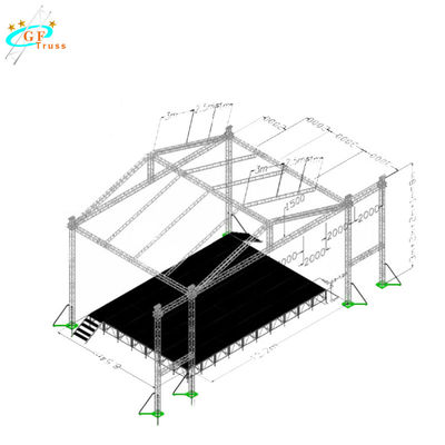 Giàn sân khấu di động 28M Led chiếu sáng với hệ thống bay PA Wings