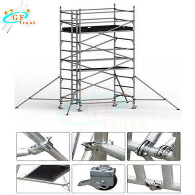 Tháp giàn giáo bằng nhôm OEM Chiều cao nền tảng 6m với thiết bị tăng cường