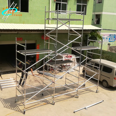 Tháp giàn giáo bằng nhôm OEM Chiều cao nền tảng 6m với thiết bị tăng cường