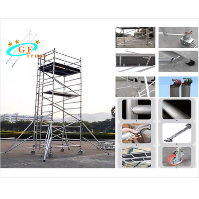 Tháp giàn giáo bằng nhôm OEM Chiều cao nền tảng 6m với thiết bị tăng cường